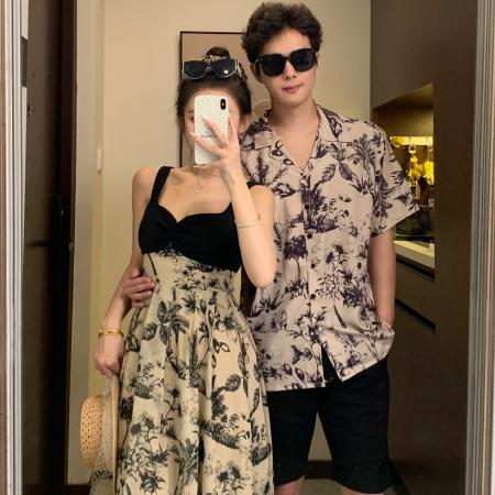 BY19038# 情侣装夏季新中式吊带裙海边度假沙滩裙一裙一衣 服裝批發女裝批發服飾貨源