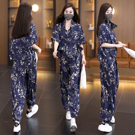 BY19050# 夏装新款气质大码套装遮肉显瘦洋气胖妹妹宽松时尚两件套 服裝批發女裝批發服飾貨源