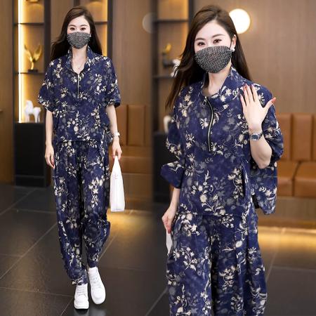 BY19050# 夏装新款气质大码套装遮肉显瘦洋气胖妹妹宽松时尚两件套 服裝批發女裝批發服飾貨源
