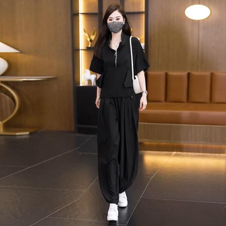 BY19051# 夏装新款气质大码套装遮肉显瘦洋气胖妹妹宽松时尚两件套 服裝批發女裝批發服飾貨源