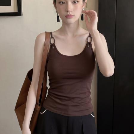 BY19059# 爽棉带胸垫设计感小吊带新款外穿绝美无袖背心 服裝批發女裝批發服飾貨源