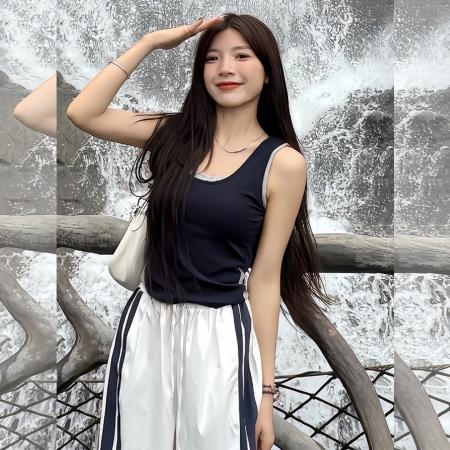 BY19062# 撞色拼接假两件吊带背心女夏季修身短款镂空露背辣妹上衣 服裝批發女裝批發服飾貨源
