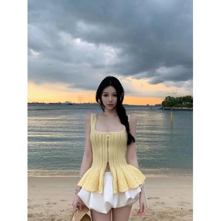 BY19082# 蕾丝拼接短袖T恤女装夏季设计感条纹肌理感V领宽松上衣 服裝批發女裝批發服飾貨源