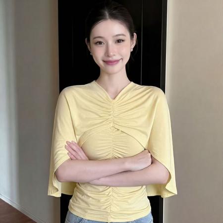 BY19100# 独特漂亮短袖t恤女初夏新款小众设计感韩系穿搭巨好看的上衣 服裝批發女裝批發服飾貨源