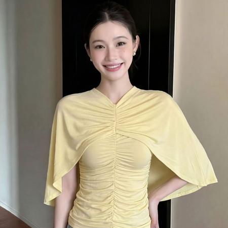 BY19100# 独特漂亮短袖t恤女初夏新款小众设计感韩系穿搭巨好看的上衣 服裝批發女裝批發服飾貨源