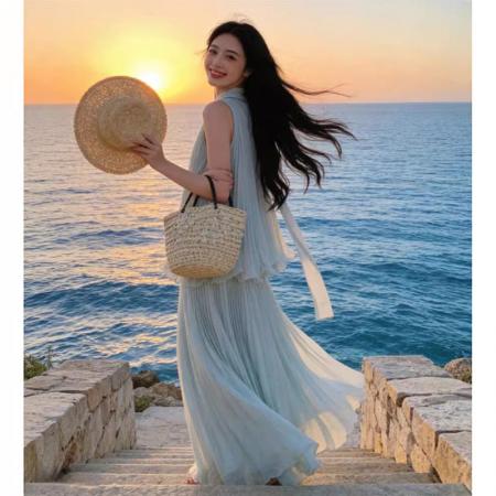 BY19116# 新款无袖背心女夏外穿直筒a字半身裙套装 服裝批發女裝批發服飾貨源