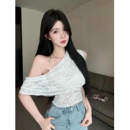 BY19131# 斜肩蕾丝吊带背心 服裝批發女裝批發服飾貨源