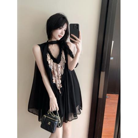 BY19134# 重工飘带无袖连衣裙 服裝批發女裝批發服飾貨源