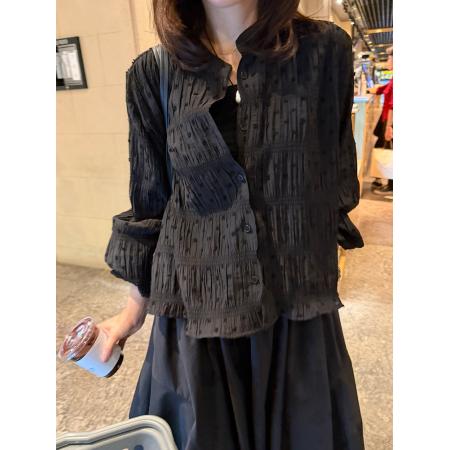 BY19148# 淑女气质韩国Chic时尚小毛球薄款长袖雪纺衫宽松上衣韩版衬衫 服裝批發女裝批發服飾貨源