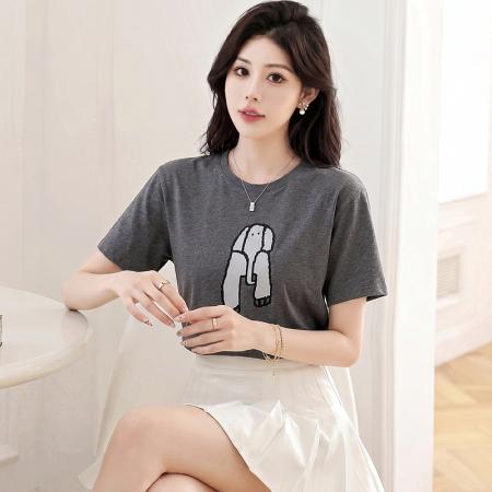BY19170# 宽松短袖T恤女新款夏季大象印花圆领显瘦休闲上衣 服裝批發女裝批發服飾貨源