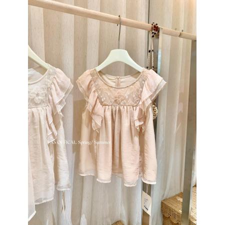 BY19180# 新款爆款法式甜美风泡泡袖蕾刺绣小衫女超好看独特漂亮上衣女 服裝批發女裝批發服飾貨源