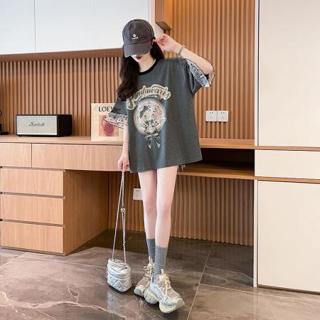 中长款卡通短袖T恤女 服裝批發女裝批發服飾貨源