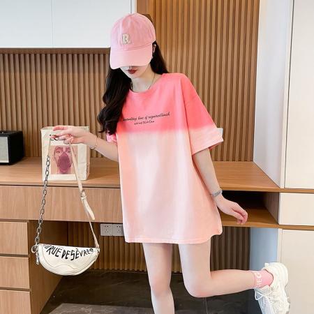 中长款卡渐变短袖T恤 服裝批發女裝批發服飾貨源