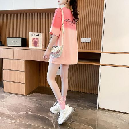 中长款卡渐变短袖T恤 服裝批發女裝批發服飾貨源