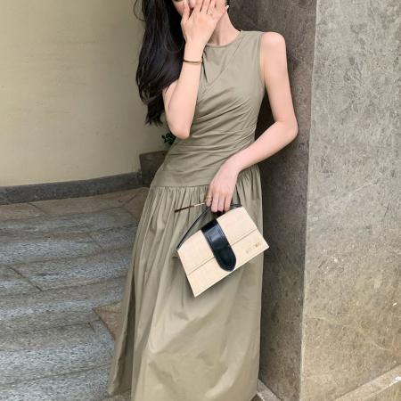 BY19213# 时尚夏季新款修身气质无袖修身收腰显瘦度假风连衣裙 服裝批發女裝批發服飾貨源