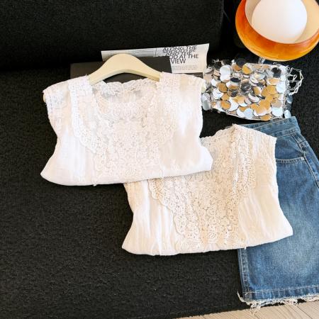 FA56888# 夏季新款韩版宽松显瘦百搭蕾丝马甲女无袖坎肩背心上衣