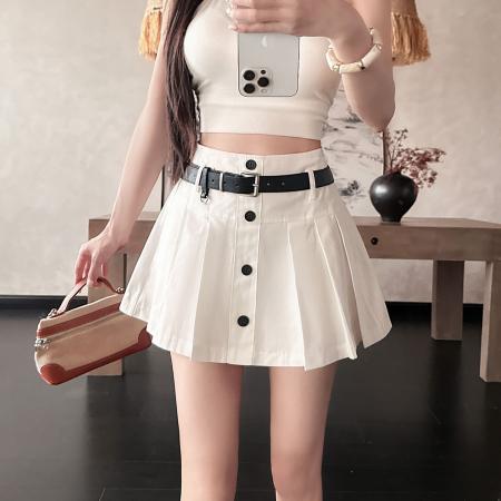 BY19232# 学院风防走光百褶裙短裙女春夏jk小个子高腰a字半身裙女 服裝批發女裝批發服飾貨源