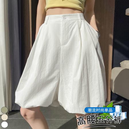 BY19243# 五分工装花苞裙裤夏季薄款高腰宽松灯笼裤时尚休闲A字阔腿裤 服裝批發女裝批發服飾貨源