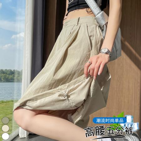 BY19243# 五分工装花苞裙裤夏季薄款高腰宽松灯笼裤时尚休闲A字阔腿裤 服裝批發女裝批發服飾貨源
