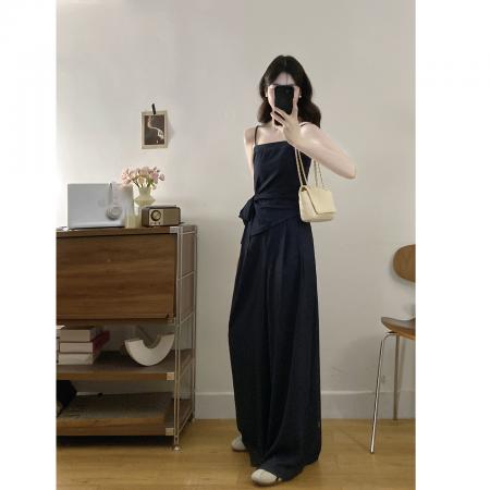 BY19261# 大码女装赫本风套装气质显瘦吊带背心+阔腿裤 服裝批發女裝批發服飾貨源