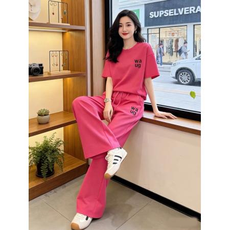 BY19286# 时尚休闲简约大气显白树莓色超柔休闲套装 服裝批發女裝批發服飾貨源