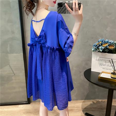 BY19293# 棉夏季圆领露背小心机设计感网红短袖T恤裙女 服裝批發女裝批發服飾貨源