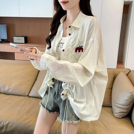 BY19306# 褶皱防晒衣女款夏季新款韩系宽松设计感薄衬衫夹克外套 服裝批發女裝批發服飾貨源