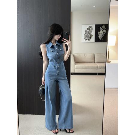 BY19336# 夏季宽松显瘦阔腿裤牛仔连体裤 服裝批發女裝批發服飾貨源