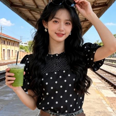 BY19384# 纯欲设计感波点圆领短袖T恤女夏季新款超好看绝美显瘦上衣 服裝批發女裝批發服飾貨源