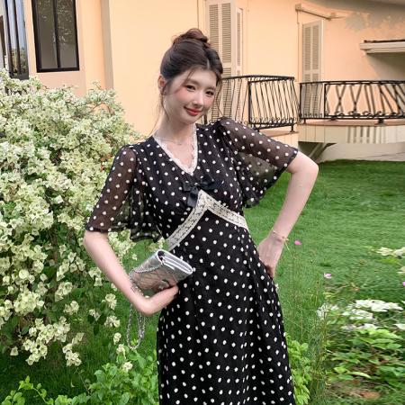 BY19390# 品质法式初恋复古赫本风计感小众仙女波点连衣裙子 服裝批發女裝批發服飾貨源