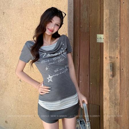 BY19401# 美式复古假两...