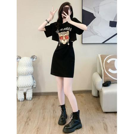 FA56892# 夏季新款爆款连衣裙女收腰显瘦法式露腰甜辣休闲连衣裙潮