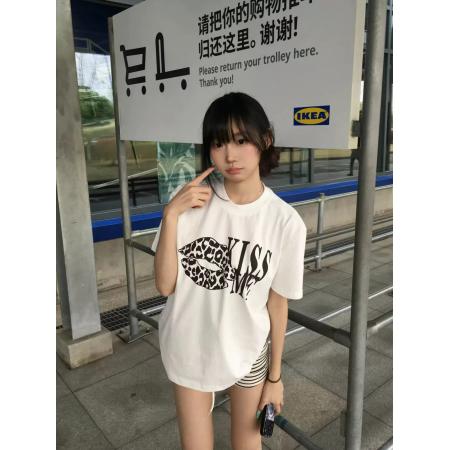 BY19424# 纯棉-棉夏装韩系短袖T恤女韩版宽松大码印花 服裝批發女裝批發服飾貨源
