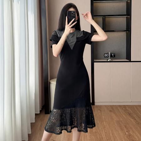 BY19466# 新款法式拼接减龄显瘦连衣裙 服裝批發女裝批發服飾貨源