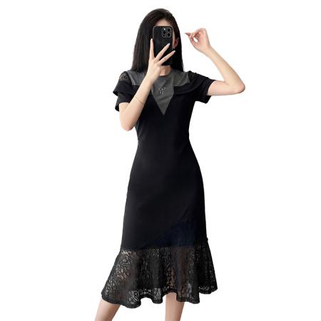 BY19466# 新款法式拼接减龄显瘦连衣裙 服裝批發女裝批發服飾貨源