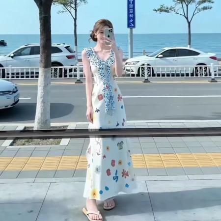 BY19501# 夏日绝美小裙子初恋风穿搭海边度假风沙滩裙泰式多巴胺穿搭连衣裙 服裝批發女裝批發服飾貨源