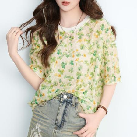 BY19502# 短袖圆领印花T恤女夏季旅游日韩版外贸时尚百搭上衣女 服裝批發女裝批發服飾貨源