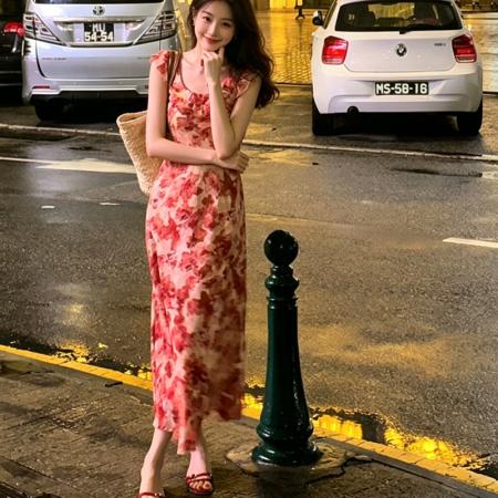 BY19515# 新款初夏巨好看miu系穿搭小个子气质法式碎花连衣裙女夏季 服裝批發女裝批發服飾貨源