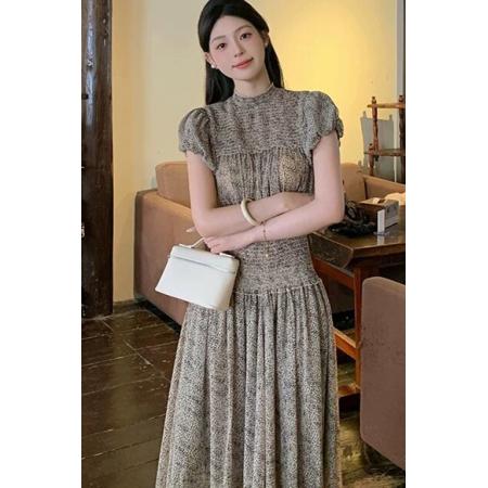 BY19526# 夏季有内里法式高级感韩版御姐风时尚短袖连衣裙设计温柔长裙 服裝批發女裝批發服飾貨源