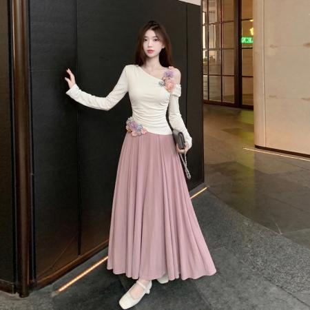 BY19561# 胖mm大码女装夏季新款温柔风套装收腰立体花连衣裙两件套女 服裝批發女裝批發服飾貨源