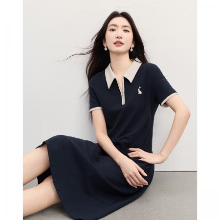 BY19582# 都市轻动能夏新款连衣裙polo曲线裙简约百搭裙子 服裝批發女裝批發服飾貨源