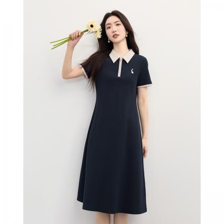 BY19582# 都市轻动能夏新款连衣裙polo曲线裙简约百搭裙子 服裝批發女裝批發服飾貨源