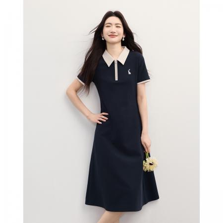 BY19582# 都市轻动能夏新款连衣裙polo曲线裙简约百搭裙子 服裝批發女裝批發服飾貨源