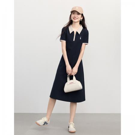 BY19582# 都市轻动能夏新款连衣裙polo曲线裙简约百搭裙子 服裝批發女裝批發服飾貨源