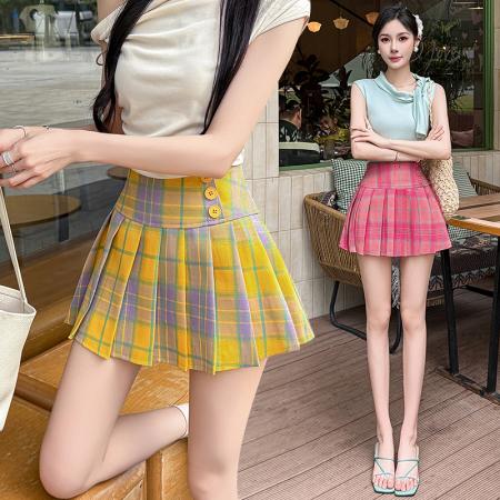 BY19587# 春夏款辣妹裙格子百褶半身裙女jk学院风a字半裙短裙 服裝批發女裝批發服飾貨源