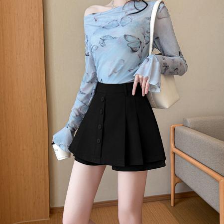 BY19591# 韩版高腰短裙女春夏款A字裙半身裙百褶裙 服裝批發女裝批發服飾貨源