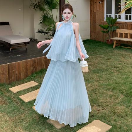 BY19603# 夏上衣无袖背心女夏外穿直筒a字半身裙套装高级感两件套 服裝批發女裝批發服飾貨源