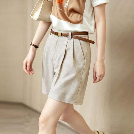 BY19661# 黑色亚麻短裤女夏季新款小个子宽松高腰a字休闲白色阔腿五分中裤 服裝批發女裝批發服飾貨源