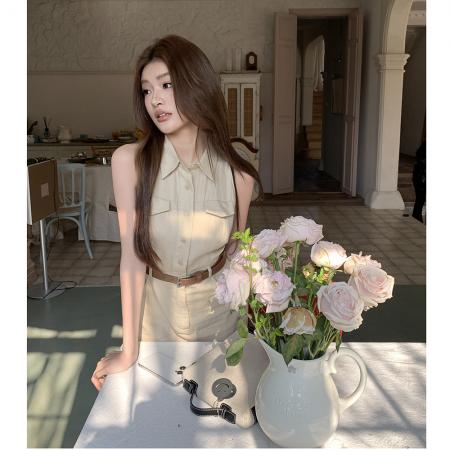 BY19703# 春夏新款翻领衬衫连衣裙女气质设计感通勤收腰修身长裙子 服裝批發女裝批發服飾貨源