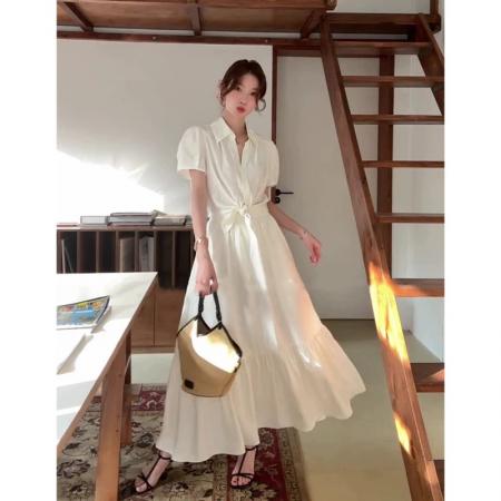 BY19706# 法式气质白色泡泡袖衬衫半身裙两件套女夏季新款高级感时尚套装裙 服裝批發女裝批發服飾貨源